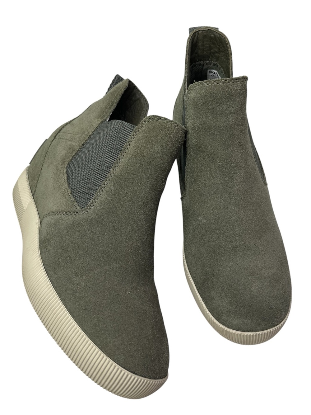 Sorel Out N About Slip-On Wedge II Olive Green Women's Pull On Shoes Sneakers
